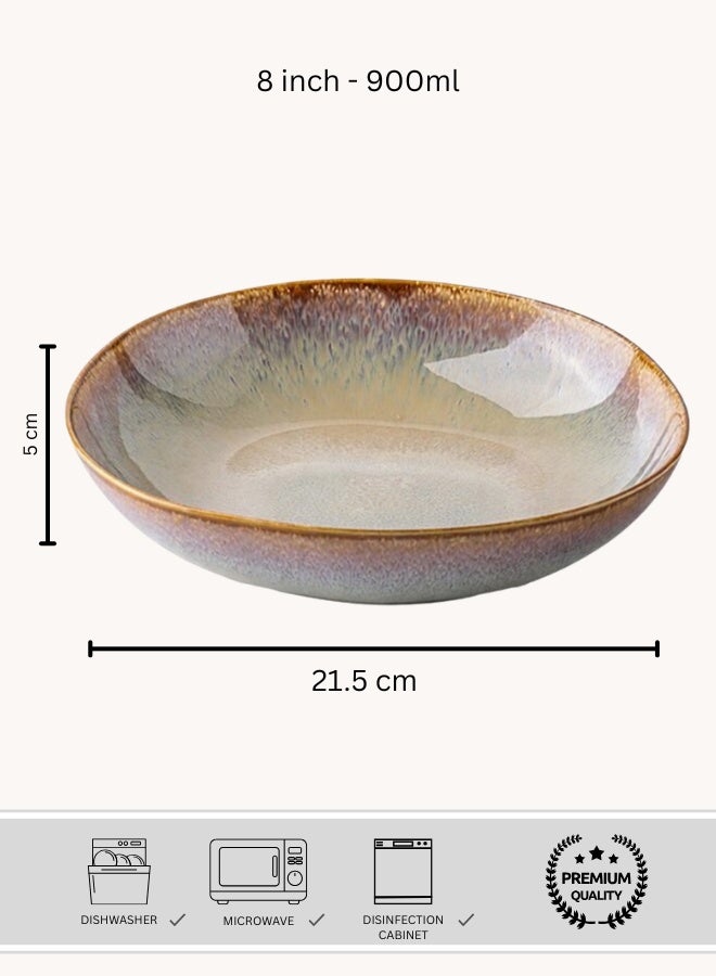 Clink Premium Deep Ceramic Plate, Colorful Flame Irregular Round Dinner Plate, High Quality 8 inch Porcelain Dinner Plate, Perfect for Steak, Pasta, Salad, Main Courses, Plate for Home & Restaurants - Image 1
