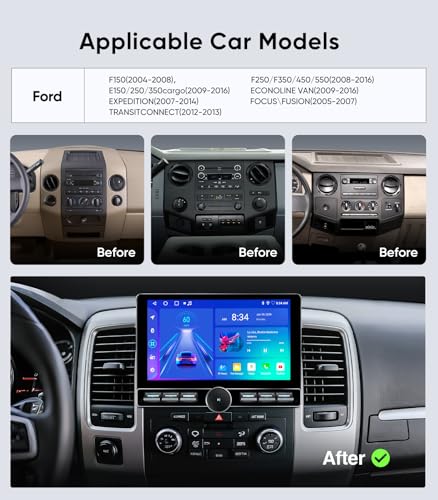 AINAVITO for Ford F150 Radio 2004~2008, F250/F350/450 2008~2016 | Wireless CarPlay Android Auto |10 Inch-Single Knob Keybutton | QLED Touch Screen Car Stereo | Plug and Play - Image 2