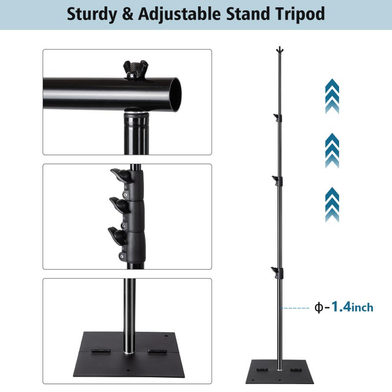 SLOW DOLPHIN Pipe and Drape Photography Backdrop Stand Kit Adjustable Photo Background Stand 10ft x 10ft with Metal Base for Parties Weddings Birthday Party Events Photo Booth(Black) - Image 5