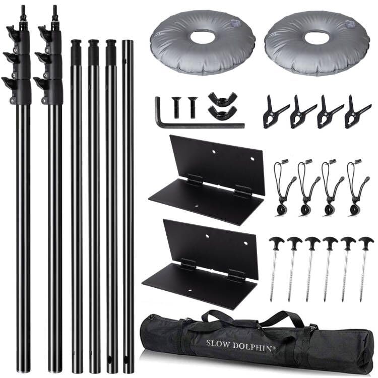 SLOW DOLPHIN Pipe and Drape Photography Backdrop Stand Kit Adjustable Photo Background Stand 10ft x 10ft with Metal Base for Parties Weddings Birthday Party Events Photo Booth(Black) - Image 3