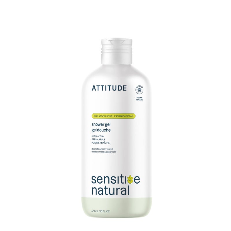 ATTITUDE Body Wash for Sensitive Skin with Oat, EWG Verified, Dermatologically Tested, Vegan, Fresh Apple Scent, 16 Fl Oz - Image 1
