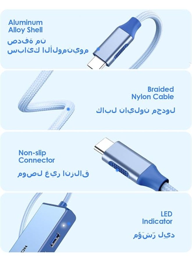 LENTION USB C Hub with Gigabit Ethernet Adapter, 4K HDMI, 3 USB 3.0 Dongle for 2025-2016 MacBook Pro 13/14/15/16, New Mac Air & Surface, Chromebook, More, Stable Driver Certified (CB-C25, Blue) - Image 4