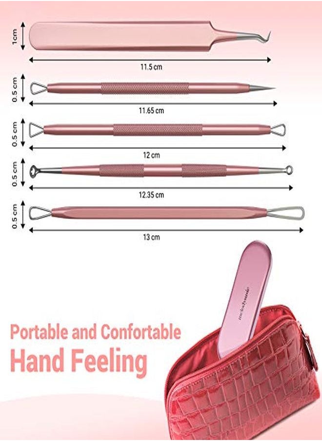 Blackhead Remover Pimple Popper Tool Kit Professional Blackhead Extractor Tool For Nose Face, Stainless Comedone Extractor, Blemish Whitehead Popping Tool With Portable Metal Case
