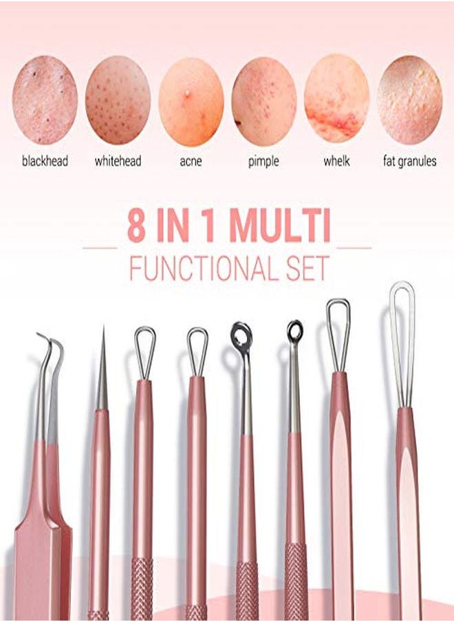 Blackhead Remover Pimple Popper Tool Kit Professional Blackhead Extractor Tool For Nose Face, Stainless Comedone Extractor, Blemish Whitehead Popping Tool With Portable Metal Case