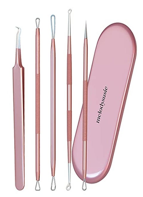 Blackhead Remover Pimple Popper Tool Kit Professional Blackhead Extractor Tool For Nose Face, Stainless Comedone Extractor, Blemish Whitehead Popping Tool With Portable Metal Case