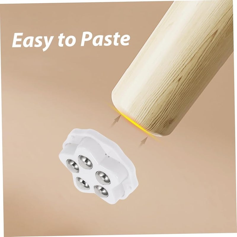 Veemoon 4pcs White Adhesive Caster Wheels 5x5x1.5cm Swivel Small Wheels for Furniture Storage - Image 3