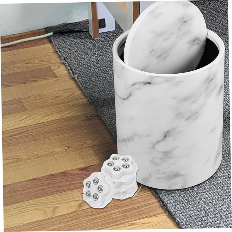 Veemoon 4pcs White Adhesive Caster Wheels 5x5x1.5cm Swivel Small Wheels for Furniture Storage - Image 4