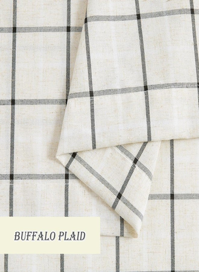 Amzdecor Buffalo Plaid Window Treatment Set,Light Filtering Curtain Woven Lines Pattern Drapes for Living Room and Bedroom, Semi Sheer Rod Pocket Modern Farmhouse Style 2 Panels 40"x95"x2,Beige&Black - Image 4