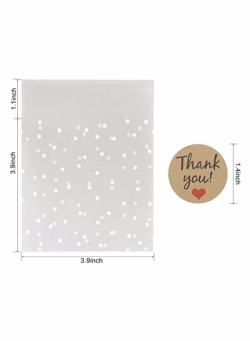 Resealable Plastic Cellophane Bags 100Piece Self Adhesive Cookie Bags Treat Bags, with Thank You Stickers, 3.9x3.9 inch - Image 5