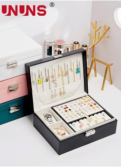 UNUNS 2-Layer Jewelry And Watch Storage Box, PU Leather Jewelry/Watch Boxes For Women With Lock And Removable Partition  - Image 4