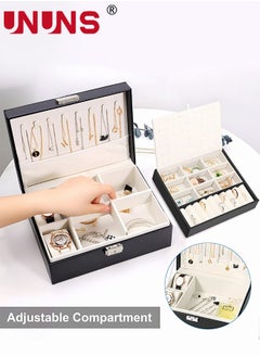 UNUNS 2-Layer Jewelry And Watch Storage Box, PU Leather Jewelry/Watch Boxes For Women With Lock And Removable Partition  - Image 2