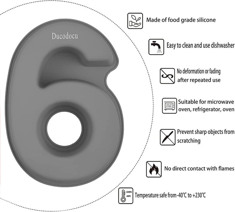 Ducodocu 3D Silicone Cake Pans Large Number Cake Mould Novelty Cake Tins DIY Baking Mold for Birthday Wedding Anniversary 10 inch Number of 6 - Image 2