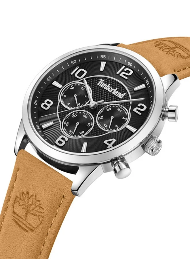 Timberland Managate Black Dial Brown Leather Strap Analog Watch for Men 46mm