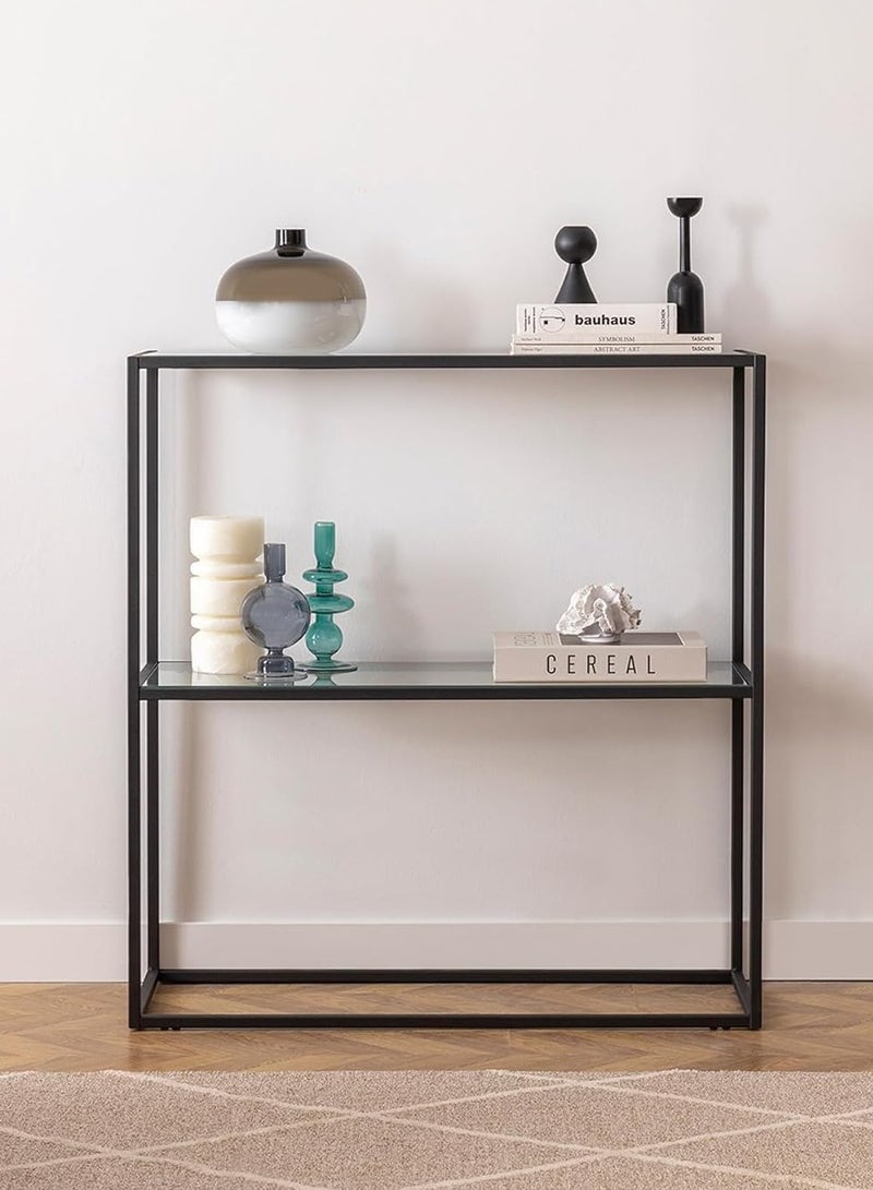 LINGWEI Modern Glass Console Table with Storage Pre Assembled 2 Tier Elegant Entryway Sofa Hallway Living Room Bedroom Home Office Furniture - Image 2