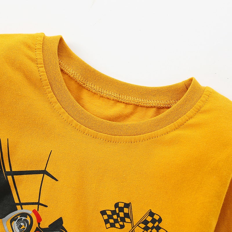 New Children'S Clothing T-Shirt Boys' Long-Sleeved Baby Boy'S Casual Top Pure Cotton Bottoming Shirt - Image 3