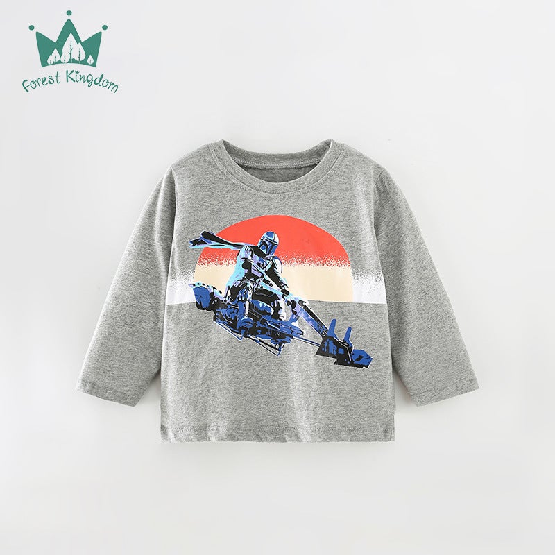 New Children'S Clothing T-Shirt Boys' Long-Sleeved Baby Boy'S Casual Top Pure Cotton Bottoming Shirt - Image 1