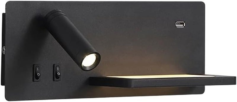 LED Black Wall Sconce Adjustable Bedside Reading Light Indoor Ambient Lighting for Bedroom, headboard sconces with Switch USB Charging Port, Living Room Hotel Read Lamps(Right) (Right) - Image 1