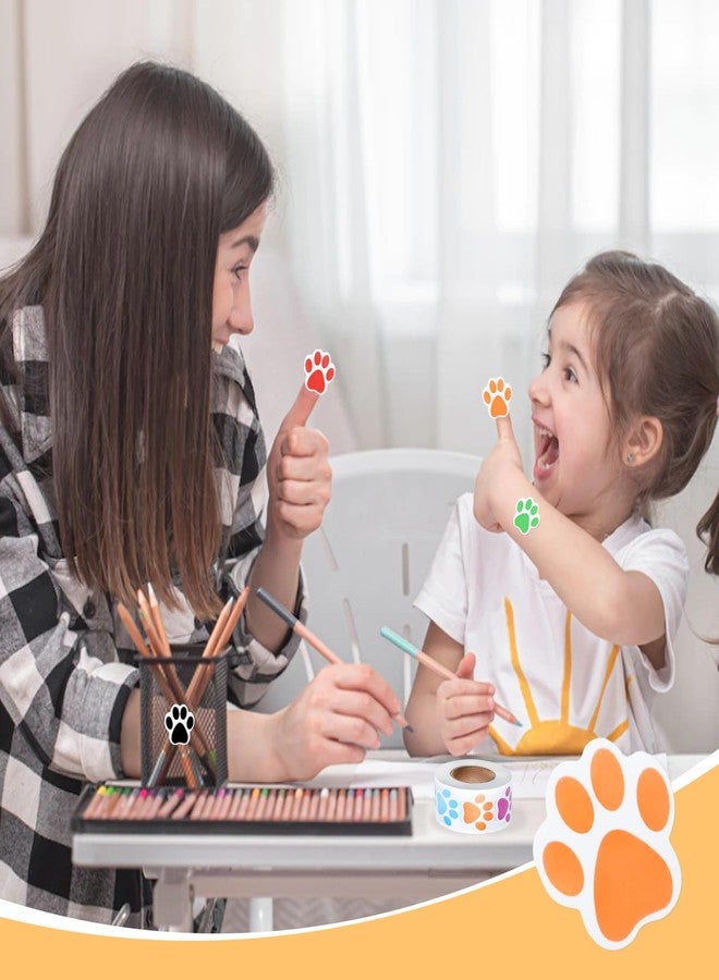 Aixoom 500 Pcs Paw Print Sticker 1" Cute Dog Cat Paw Sticker - Self-Adhesive Small Colorful Puppy Paw Print Sticker Roll - Image 5