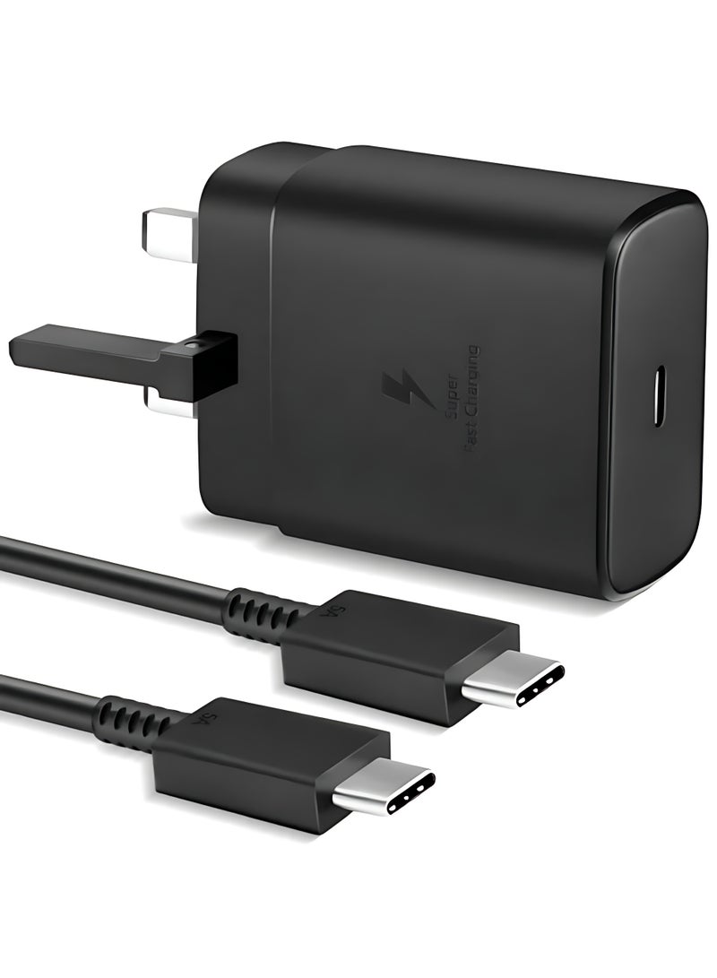 XiaoGiqi 45W Super Fast Wall Charger with Type-C Port and 1m USB-C Cable, Compatible with Samsung S24 Ultra S24 Plus S23 FE S24 S22 S21 S20 A54 A25 A15 A05S A53 A34 A23 5G Z Fold 4 Z Flip Tab S7 S8, Fast Charging Adapter for Home Office Travel Daily Use - Image 1