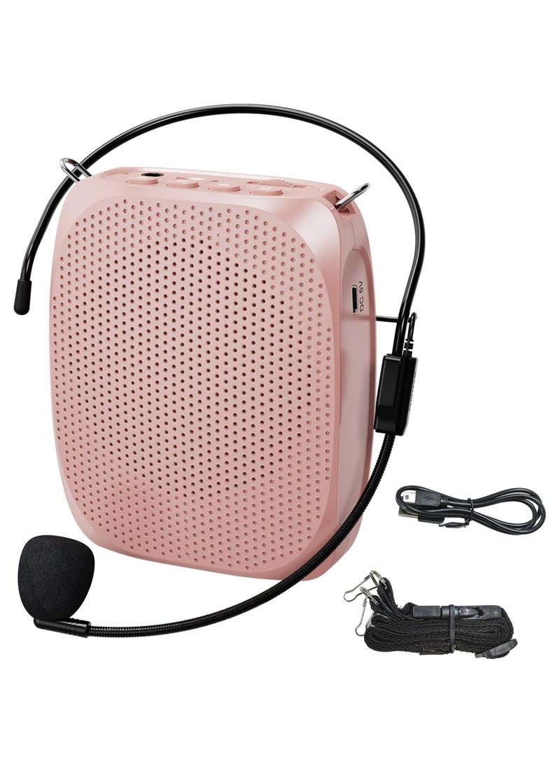 SYOSI Wireless Voice Amplifier, Portable Mini Voice Amplifier with Wired Microphone Headset Waistband, Supports MP3 Format Audio for Teachers, Singing, Coaches, Training, Presentation, Tour Guide - Image 1