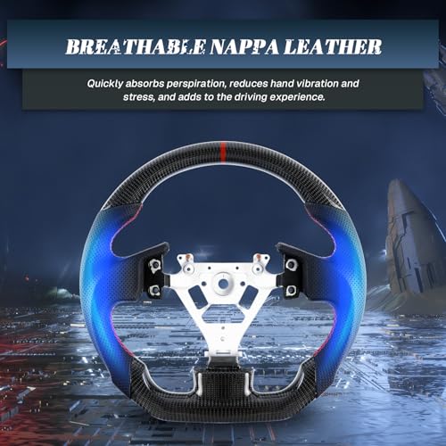VOONKE Real Carbon Fiber Steering Wheel for D-shaped With stitching Nappa Perforated Leather Flat-bottom Steering Wheel for INFINITI G35 2003-2007 - Image 2