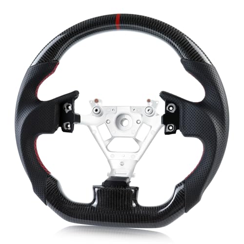 VOONKE Real Carbon Fiber Steering Wheel for D-shaped With stitching Nappa Perforated Leather Flat-bottom Steering Wheel for INFINITI G35 2003-2007 - Image 1