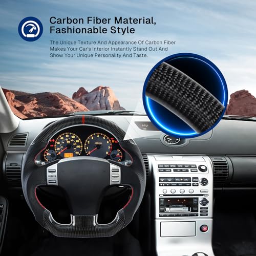 VOONKE Real Carbon Fiber Steering Wheel for D-shaped With stitching Nappa Perforated Leather Flat-bottom Steering Wheel for INFINITI G35 2003-2007 - Image 3
