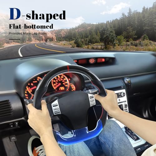 VOONKE Real Carbon Fiber Steering Wheel for D-shaped With stitching Nappa Perforated Leather Flat-bottom Steering Wheel for INFINITI G35 2003-2007 - Image 4