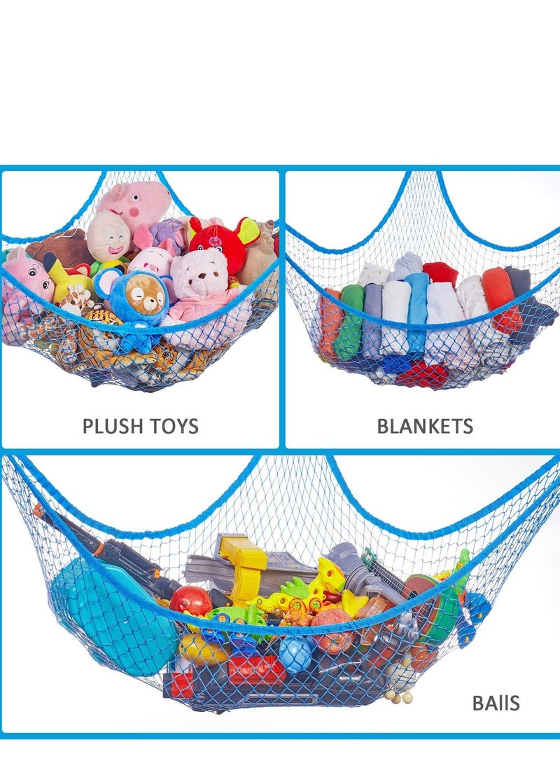 Toy Hammock for Stuffed Animals,Stuffed Animal Hammock Net Jumbo Plush Toy Storage Cornet Net 70" Wall Sling Giant Baby Kids Children Teddy Bear Mesh Toy Net Organizer(Blue)
