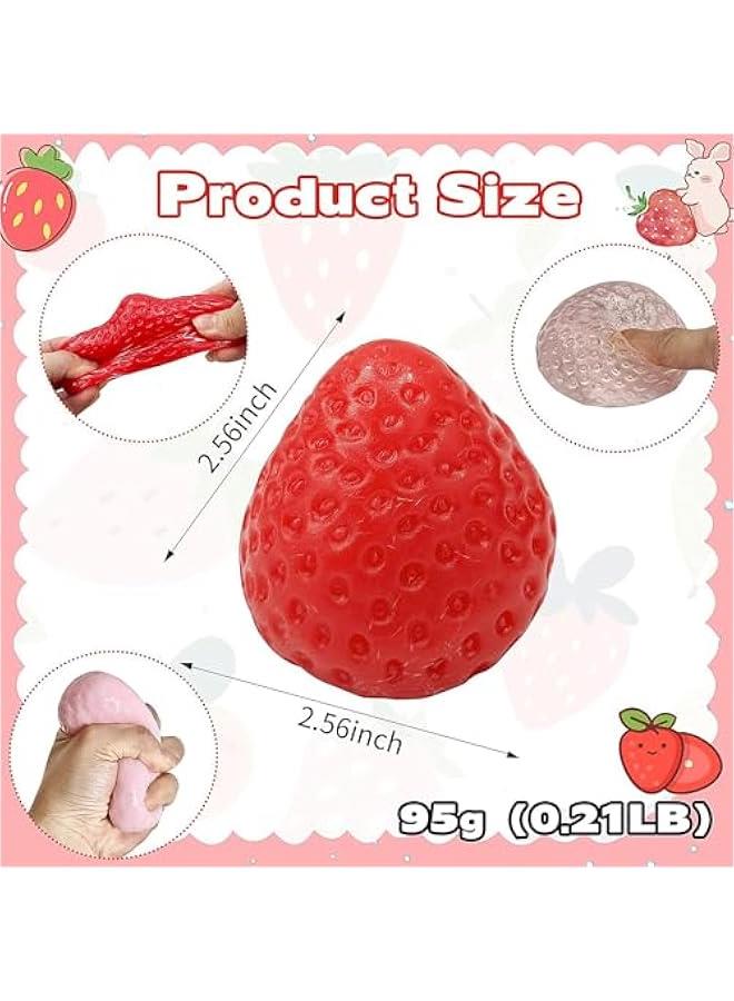 Handmade Jumbo Clear Strawberry Squishy Toys - 3 Pack Extra Large Stress Relief Squeeze Toys for Anxiety Relief, Sensory Play  Collectibles - Image 2