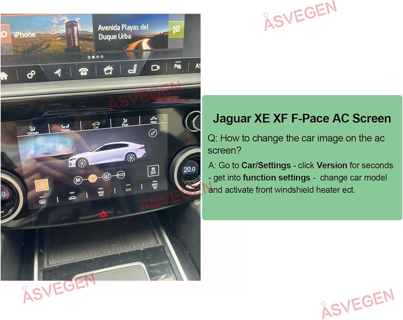 Asvegen لوحة تحكم تكييف الهواء بشاشة تعمل باللمس LCD مقاس 7 بوصات من ASVEGEN لجاغوار XE XF F-Pace 2015-2020 - Image 4