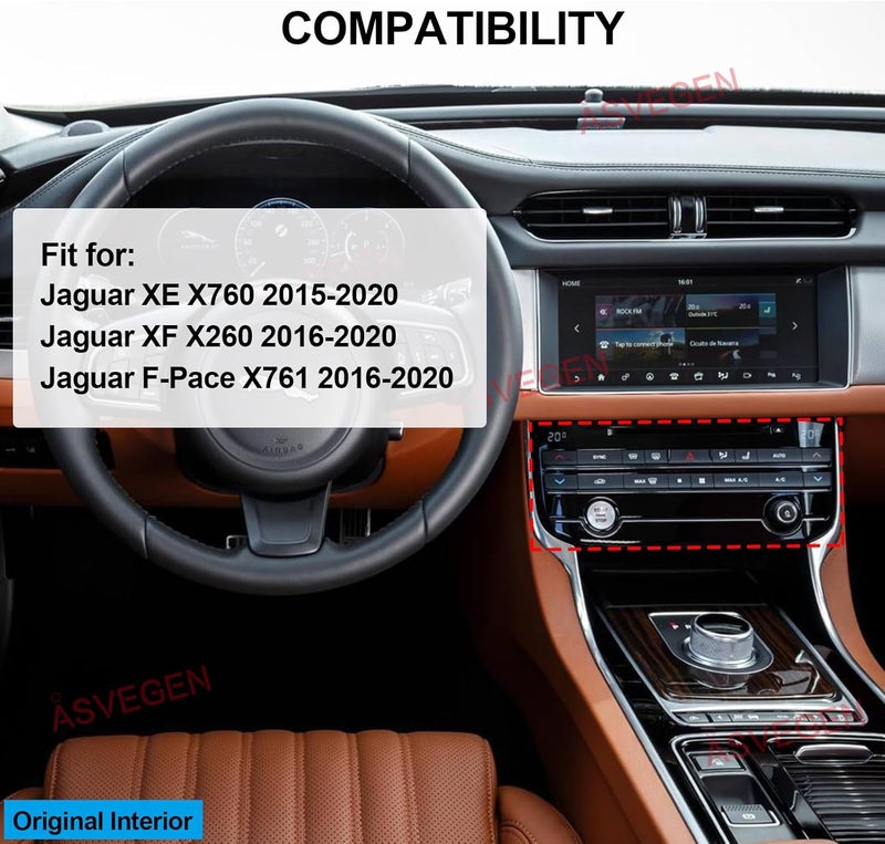 Asvegen لوحة تحكم تكييف الهواء بشاشة تعمل باللمس LCD مقاس 7 بوصات من ASVEGEN لجاغوار XE XF F-Pace 2015-2020 - Image 2