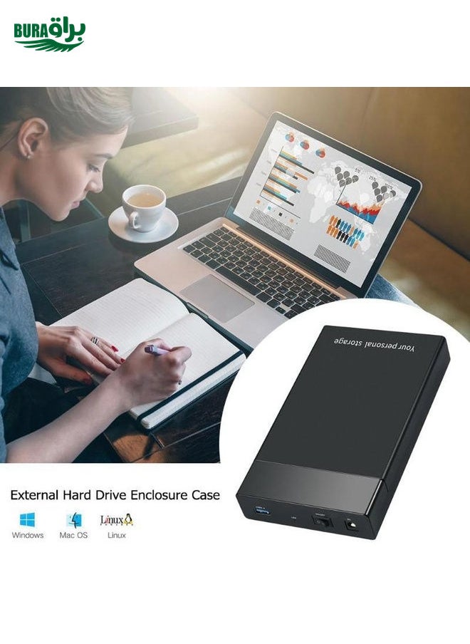 BURAQ - HDD 2.5 / 3.5 inch USB3.0 External Hard Drive Enclosure Case for Laptop Computer(EU Plug) - Image 1