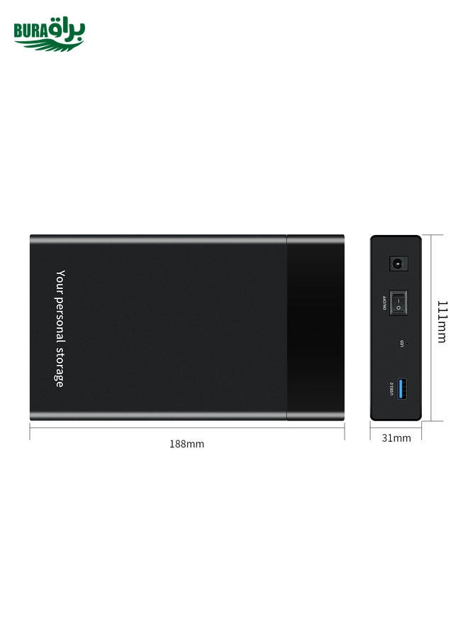 BURAQ - HDD 2.5 / 3.5 inch USB3.0 External Hard Drive Enclosure Case for Laptop Computer(EU Plug) - Image 1