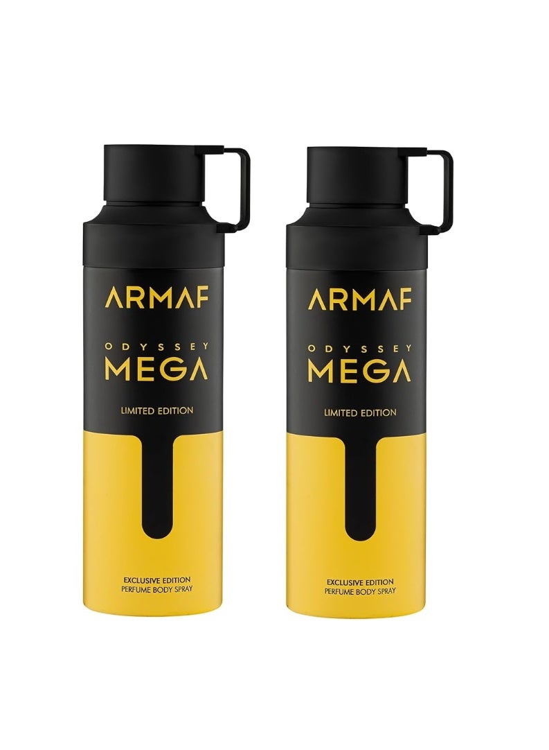 Odyssey Mega for Men Deodorant Perfume Body Spray - 200ml pack of 2