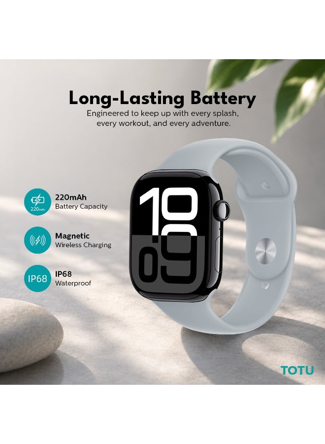 Totu Smart Watch - 46mm HD Full Screen Display, Bluetooth 5.3 Calling, Heart Rate Monitoring - Black - Image 4