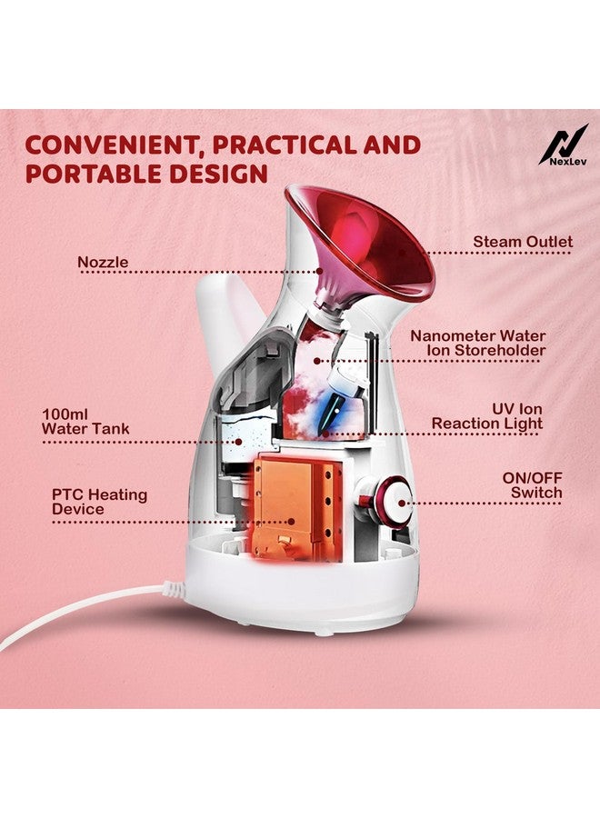 NexLev Steamer For Cold & Cough| Face Steam,Inhaler & Vaporizer | Perfect for Facial & Aromatherapy | Nano Ionic Steam | Uv Sterilization | Aroma Diffuser|30 Sec Heating|Avoid Burns & Spillage | FS-01 - Image 4