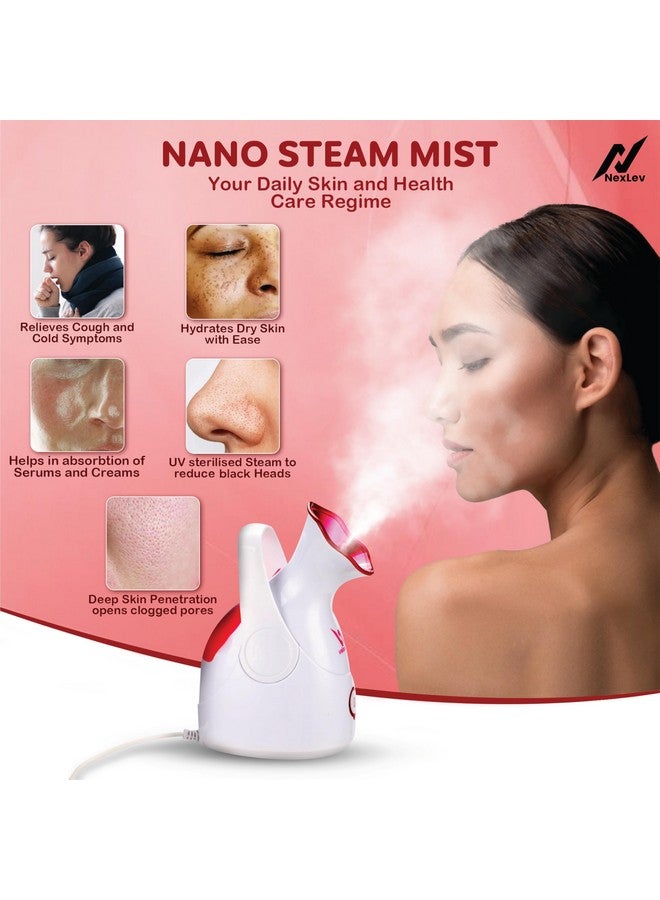 NexLev Steamer For Cold & Cough| Face Steam,Inhaler & Vaporizer | Perfect for Facial & Aromatherapy | Nano Ionic Steam | Uv Sterilization | Aroma Diffuser|30 Sec Heating|Avoid Burns & Spillage | FS-01 - Image 2
