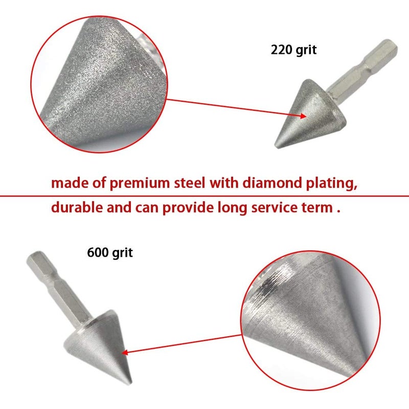 SCOTTCHEN Woodworking Square Hole Drill Bit Sharpener Mortise Chisel Bit Sharpening Tool Up to 1/2" Bit Grit #220/600-2Pack - Image 3