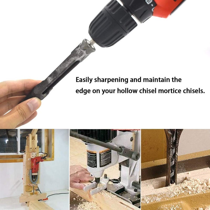 SCOTTCHEN Woodworking Square Hole Drill Bit Sharpener Mortise Chisel Bit Sharpening Tool Up to 1/2" Bit Grit #220/600-2Pack - Image 5