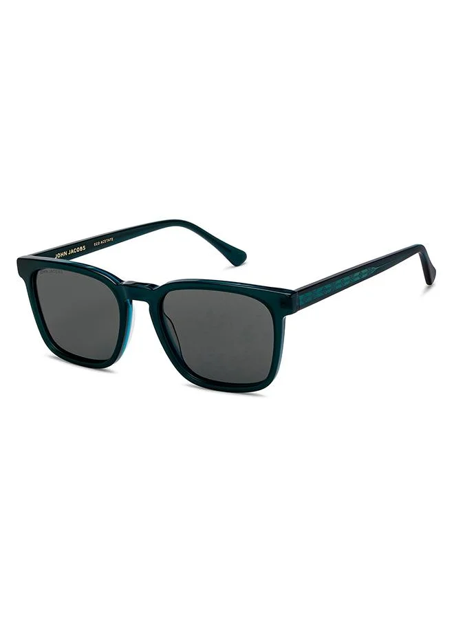 John Jacobs Full Rim Rectangular Stylish & Premium Polarized Sunglasses Eco-Acetate Polarized And 100% UV Protected Unisex Medium JJ S16636