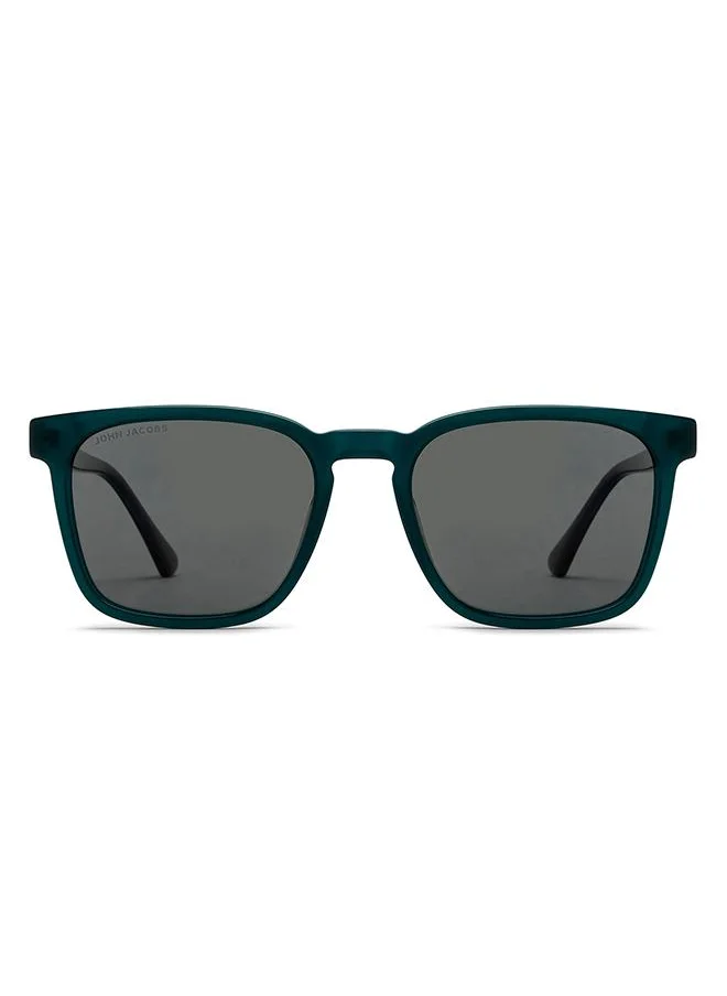 John Jacobs Full Rim Rectangular Stylish & Premium Polarized Sunglasses Eco-Acetate Polarized And 100% UV Protected Unisex Medium JJ S16636