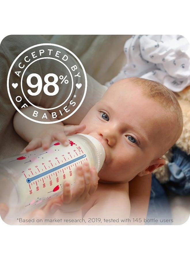 NUK زجاجة حليب نوك سموذ فلو المضادة للمغص، 10 أونصات، 4 عبوات، فيل أزرق، 4 قطع (عبوة من 1) - Image 5