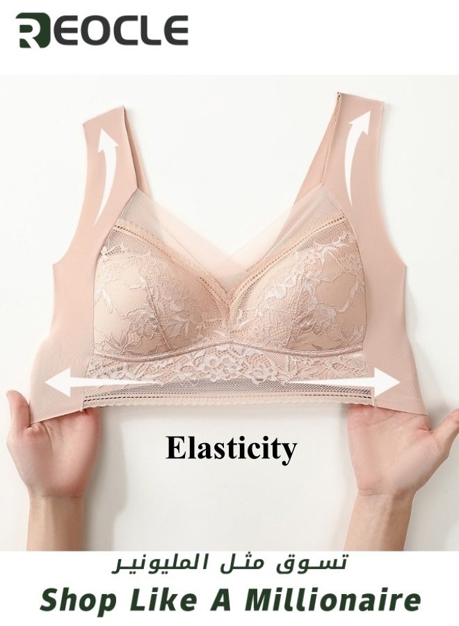 REOCLE Women's Push Up Bra Lace Bra Stretch Seamless Bra Support Underwear Large Size  Anti Sagging Bra Full Coverage Bra - Image 2