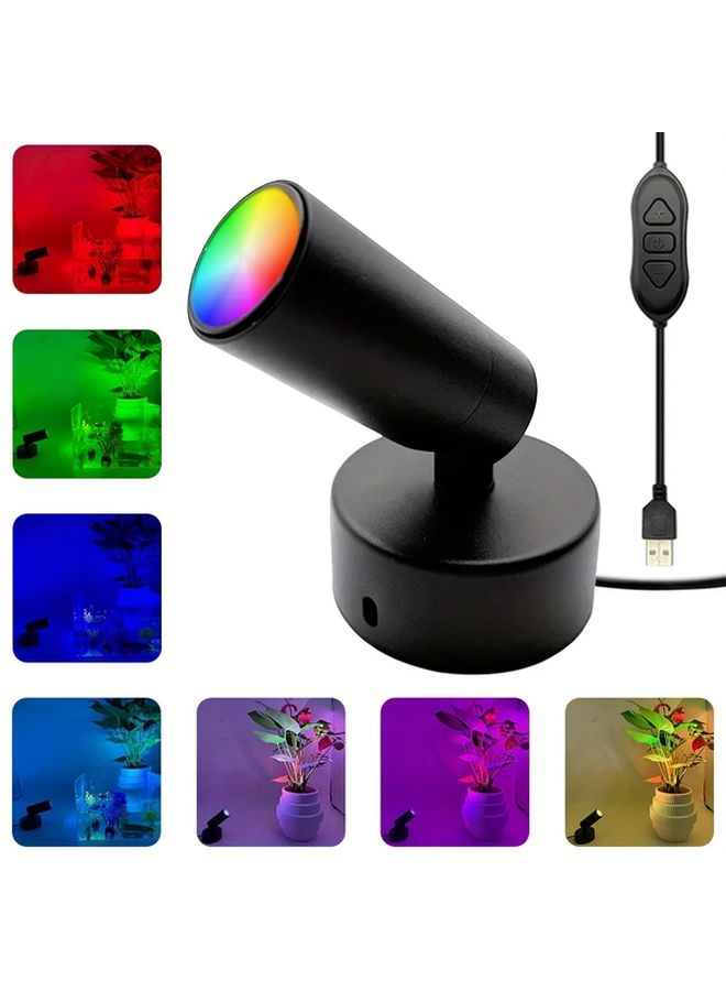 ضوء بقعة RGB أسود قابل للتعديل سطوع زاوية إضاءة زخرفية USB للمنزل الأعمال الفنية - Image 1