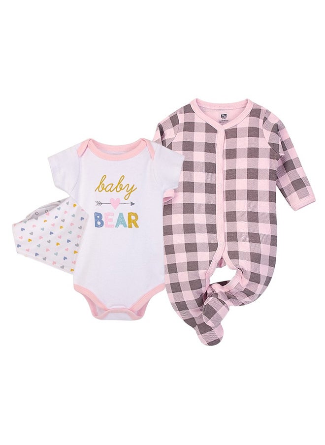 hudson baby Baby Layette Set 3 Piece Pink Lattice, 6 - 9 Months  - Image 1