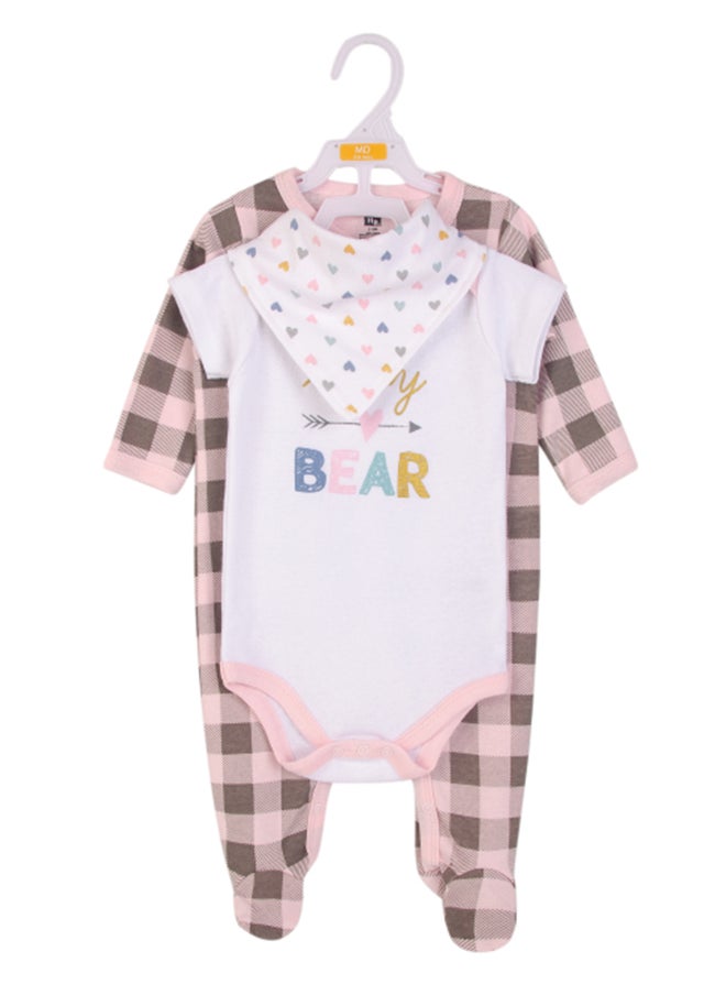 hudson baby Baby Layette Set 3 Piece Pink Lattice, 6 - 9 Months  - Image 2