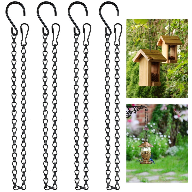garini 26 Inch Hanging Basket Chain with Hooks, Black Hanging Chain for Hanging Bird Feeders, Billboards, Chalkboards, Basket, Planters, Lanterns, Wind Chimes and Decorative, 4 Pack - Image 1