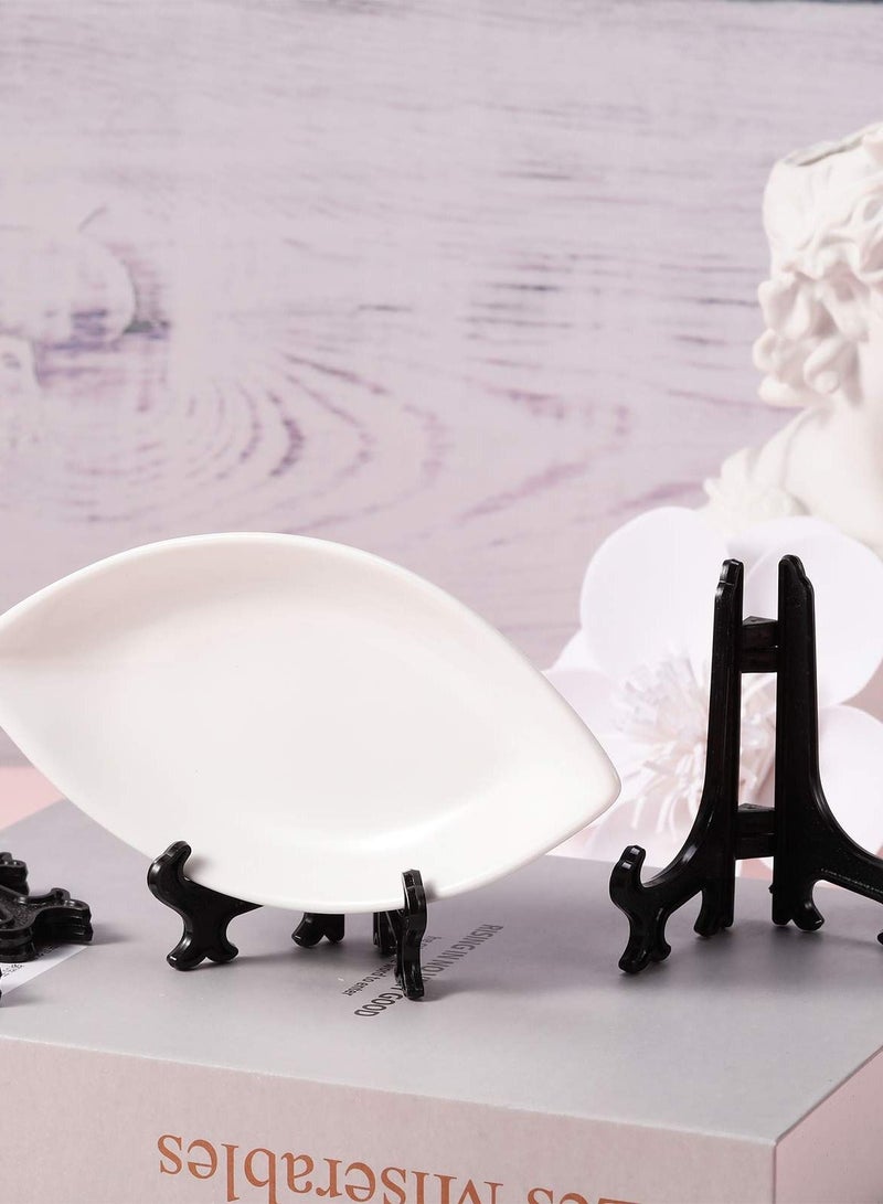 Mini Transparent Easel, 24 Pieces Ceramic Plate Photo Frame Craft Plastic Display Stand Holder Home Desktop Decor Accessories for Wedding Hotel Party (5 Inch) - Image 2