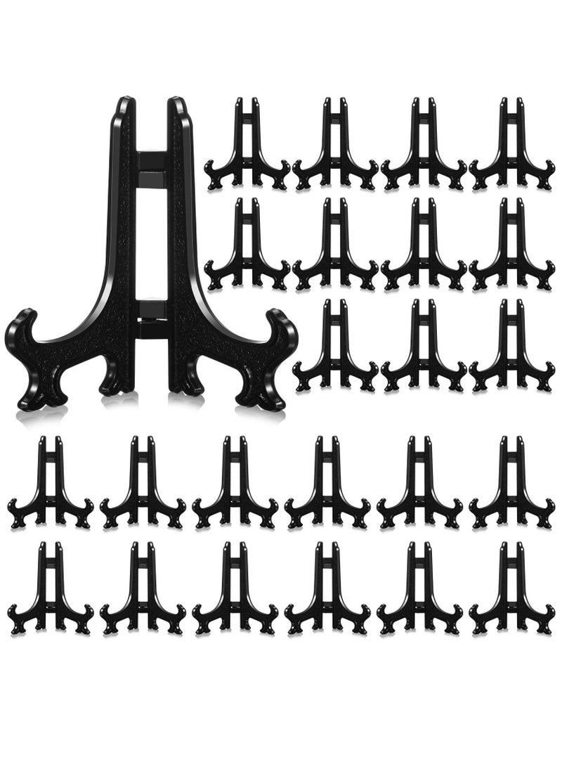 Mini Transparent Easel, 24 Pieces Ceramic Plate Photo Frame Craft Plastic Display Stand Holder Home Desktop Decor Accessories for Wedding Hotel Party (5 Inch) - Image 1